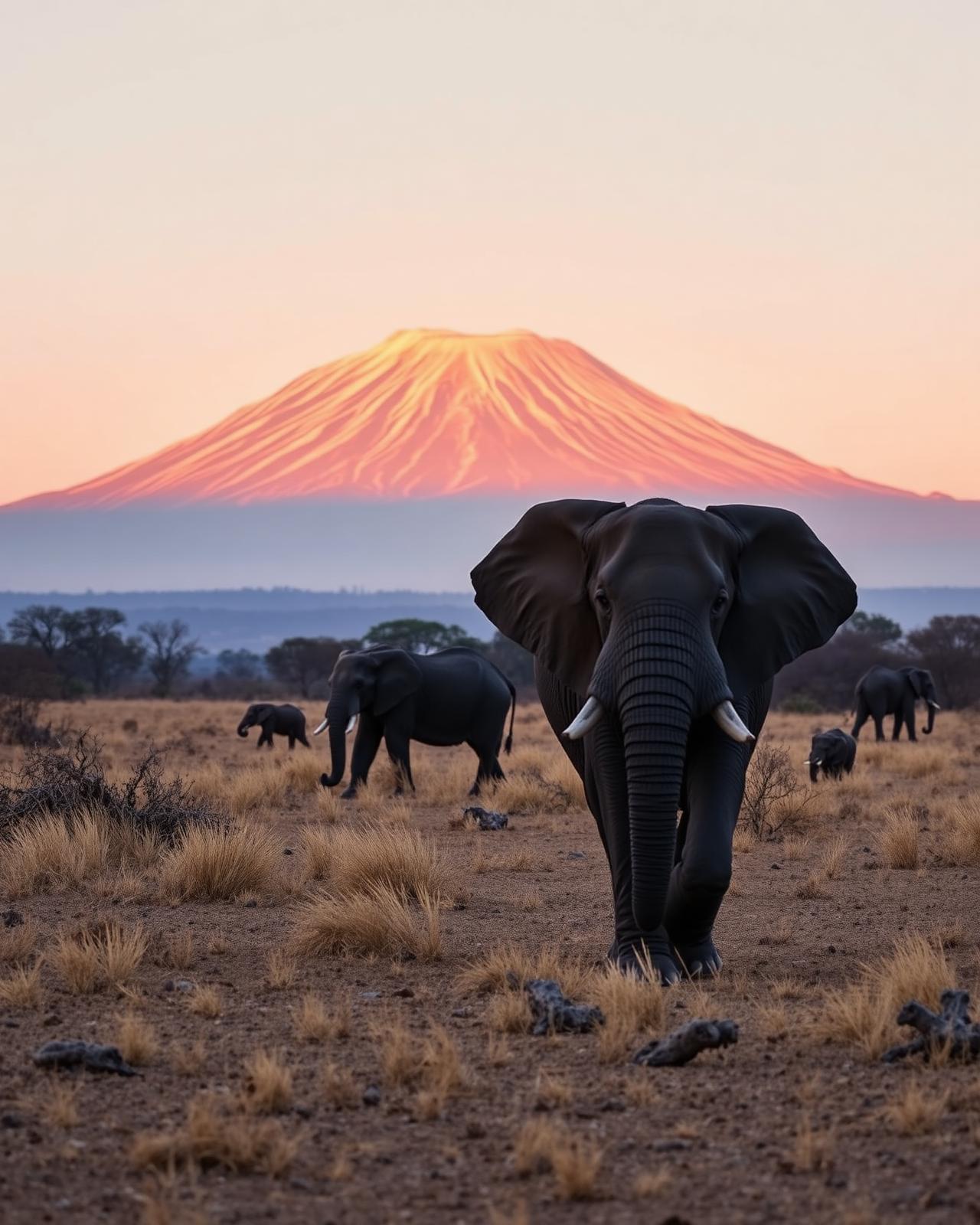 Elephants under Kilimanjaro · Amboseli